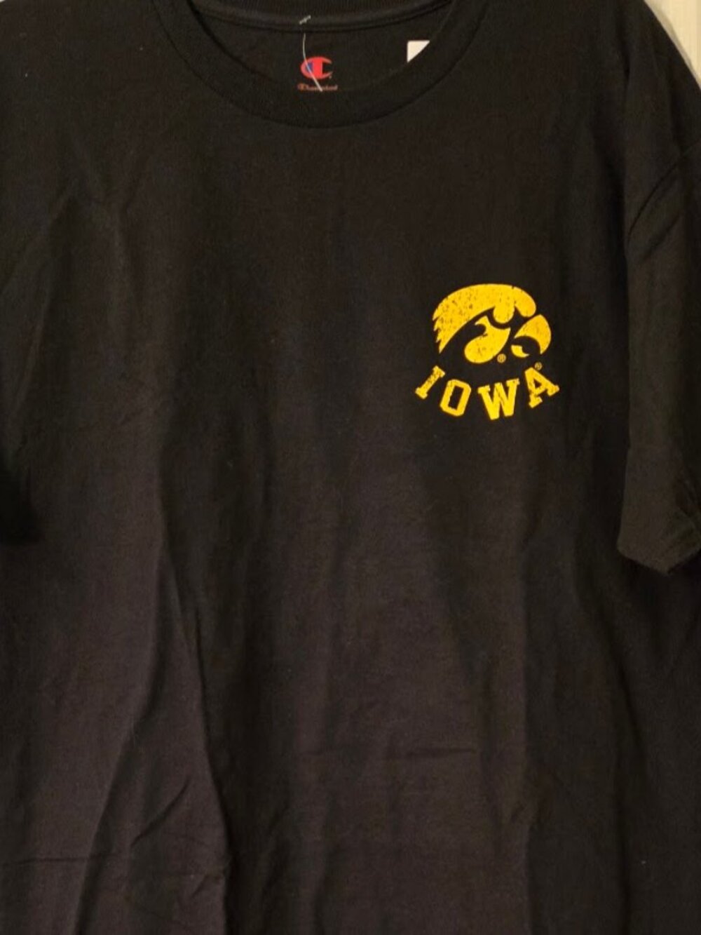 Champion Men's Black Iowa Hawkeyes Stack 2-Hit T-shirt